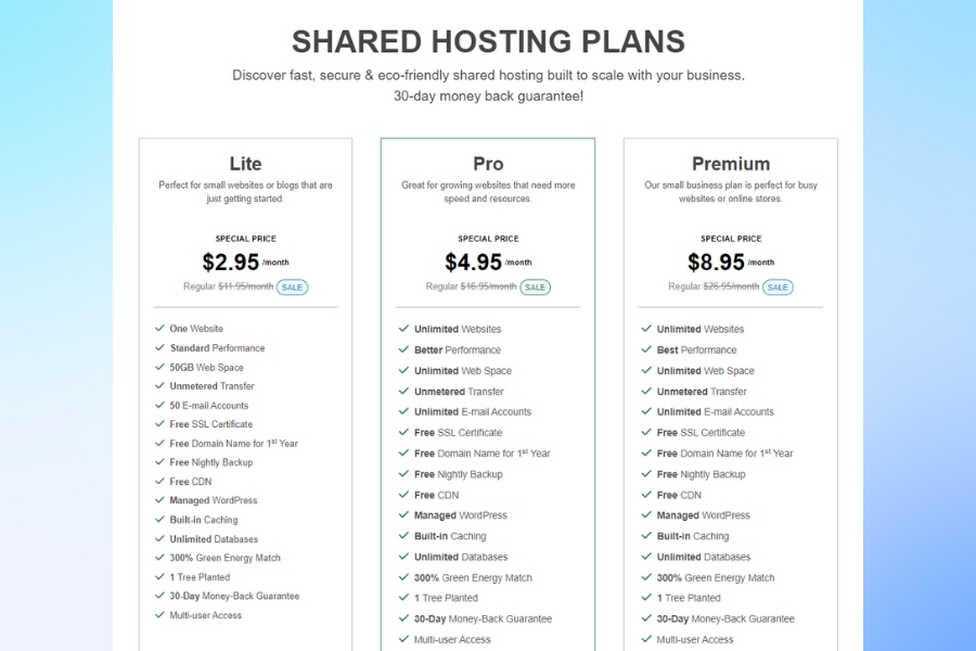 What types of web hosting plans does GreenGeeks offer What types of web hosting plans does GreenGeeks offer