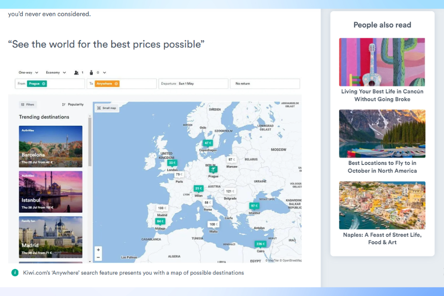 How Kiwi.com's Anywhere search feature works How Kiwi.com's Anywhere search feature works