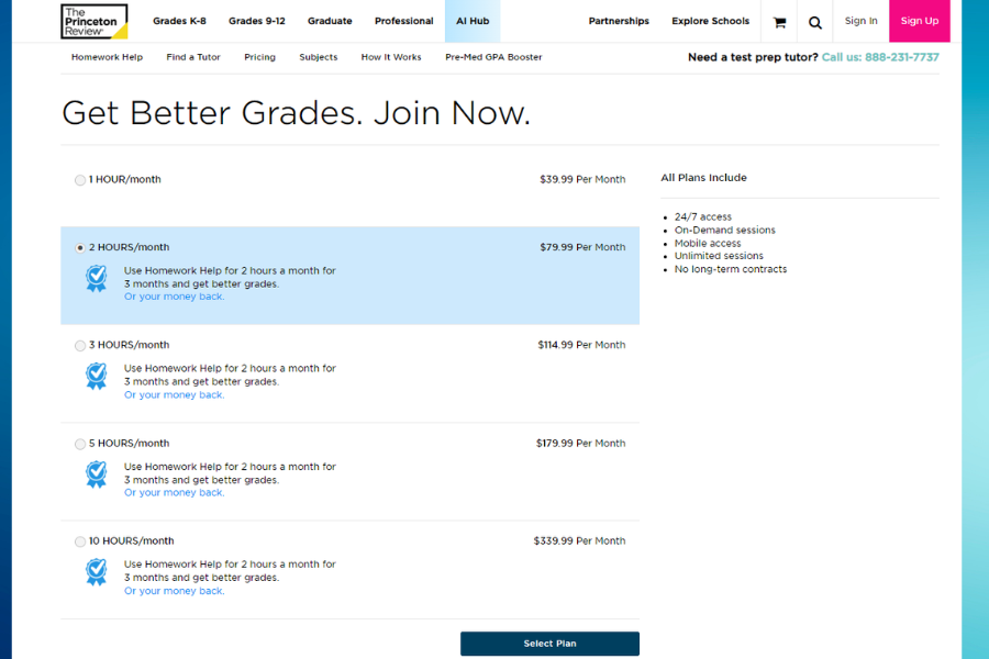 How does The Princeton Review's pricing compare to other online tutoring services
