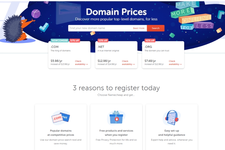 How to register a domain name on Namecheap