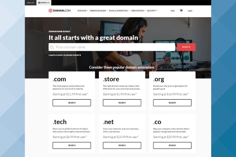 How to register a website domain names on domain.com