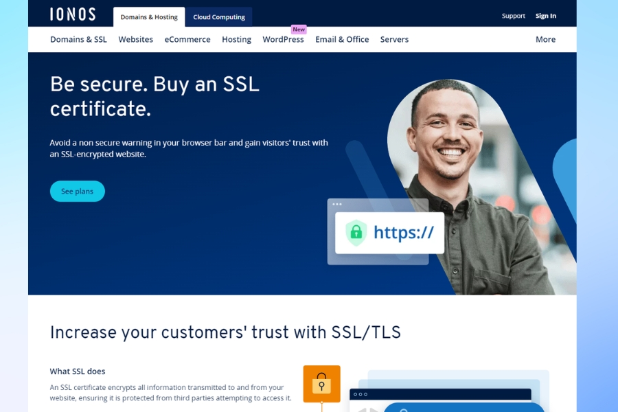 What are the benefits of enabling ssl on ionos' shared hosting plan