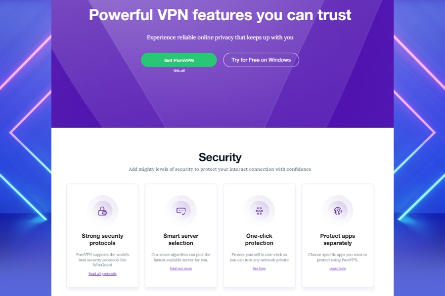 What are the features of purevpn