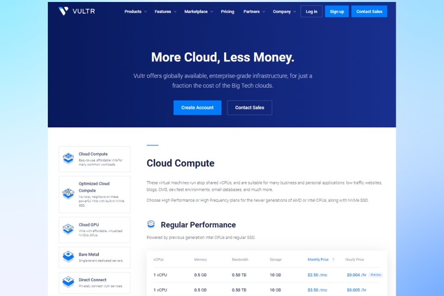 What are the main pros and cons of Vultr's cloud hosting plans