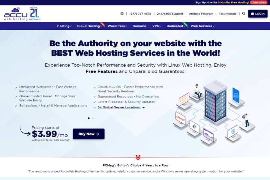 What are the security features included in Accweb hosting's linux web hosting plans
