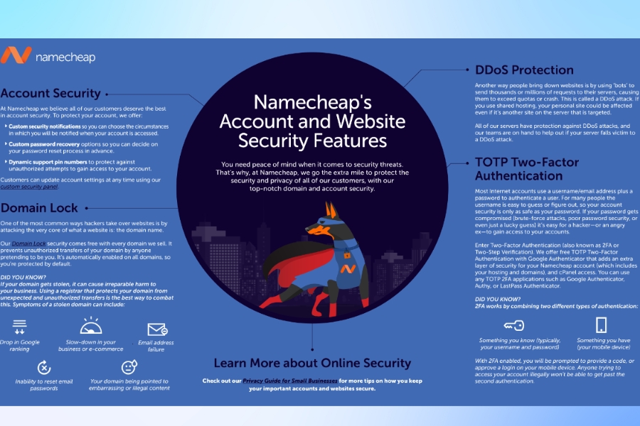 What are the security features offered by namecheap