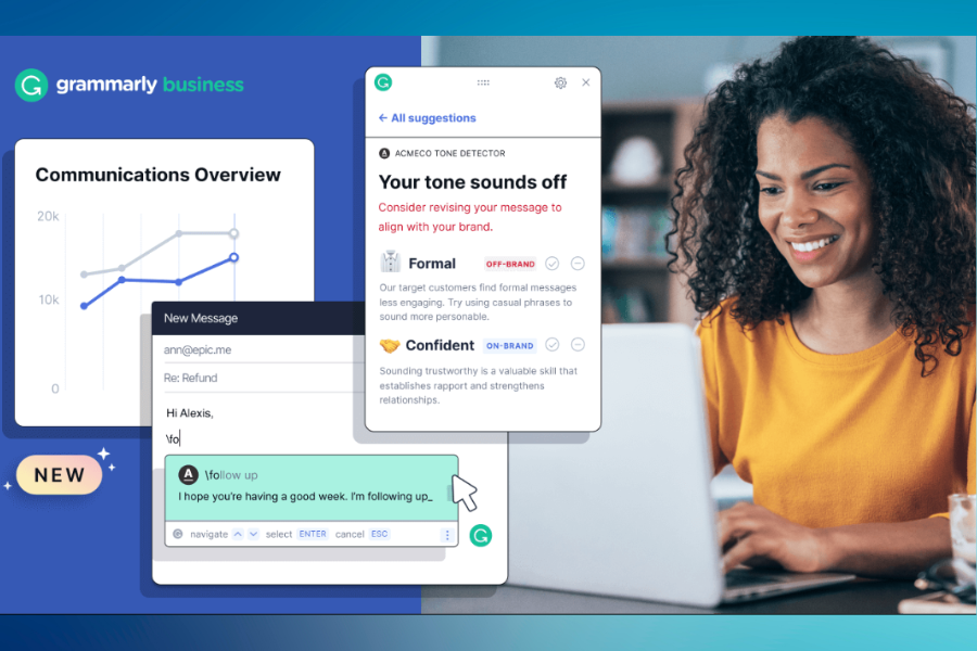 What specific features does Grammarly offer for business users