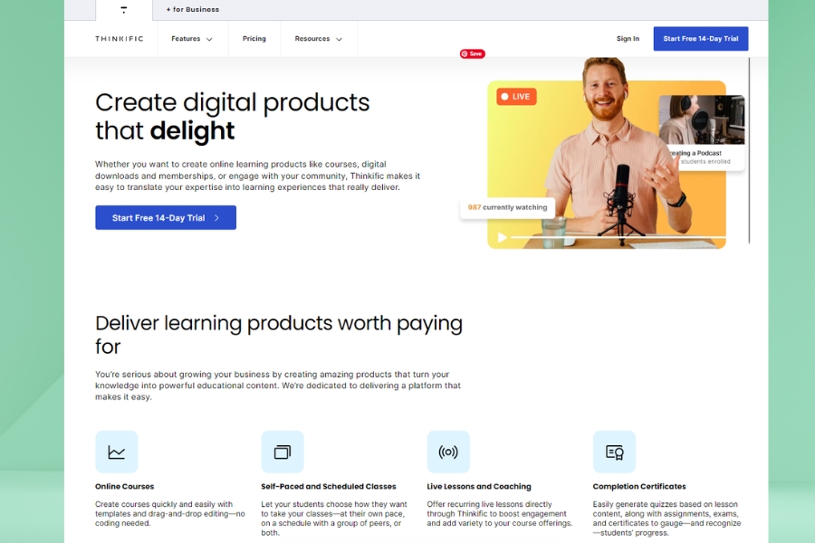 What unique features of Thinkific make it different from other platforms What unique features of Thinkific make it different from other platforms