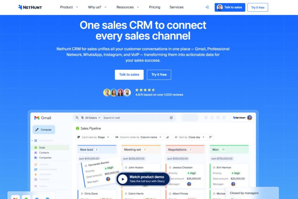 Top 10 Best CRM For Small Business in 2025 10. Nethunt The Best for Sales Prospecting & Lead Nurturing for Hungry Startups
