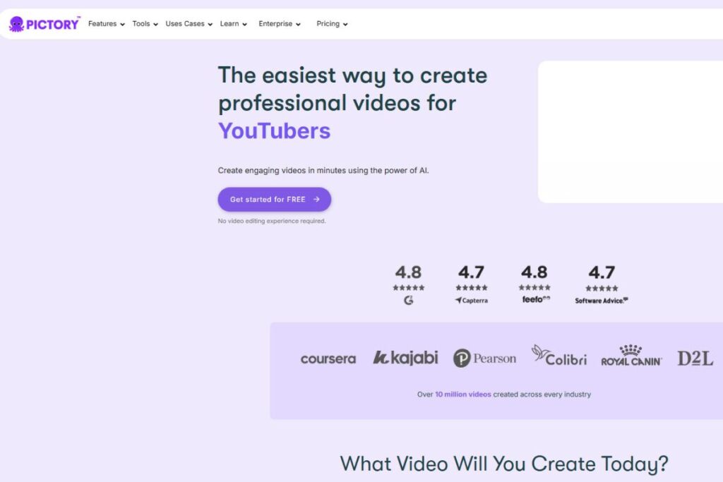 2. Pictory AI The Smart AI Video Generator for Repurposing Content