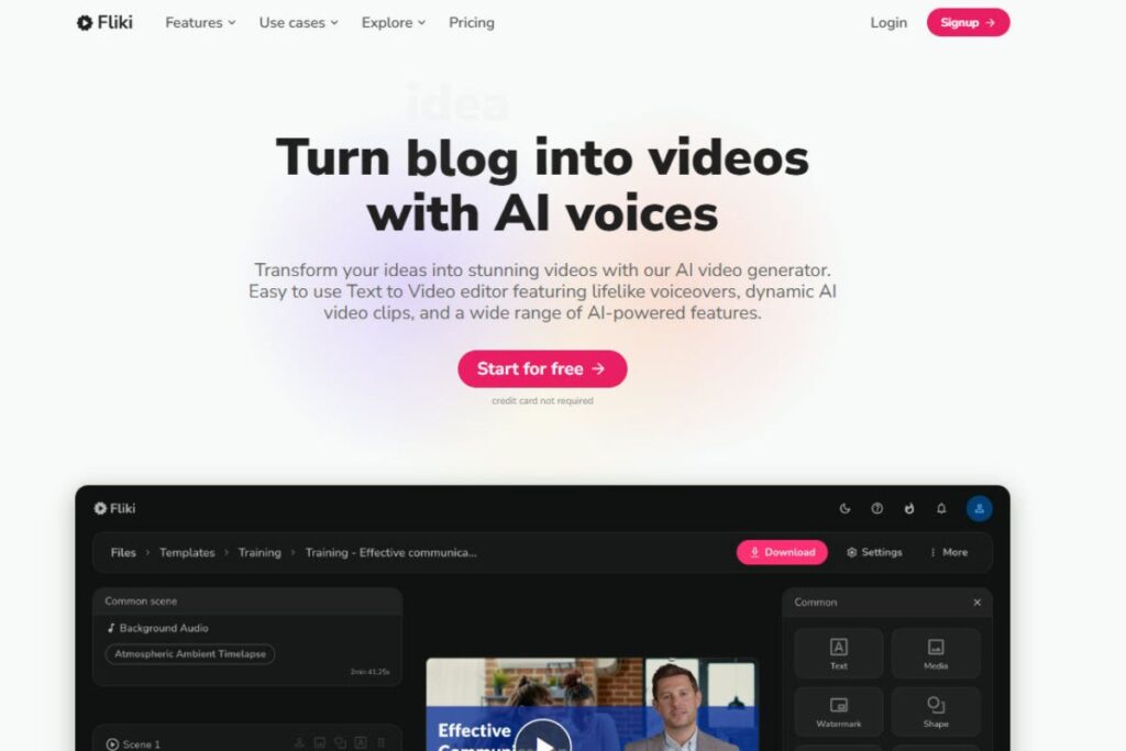 7. Fliki A Powerful AI Video Maker & AI Voice Generator for Text-Based Content